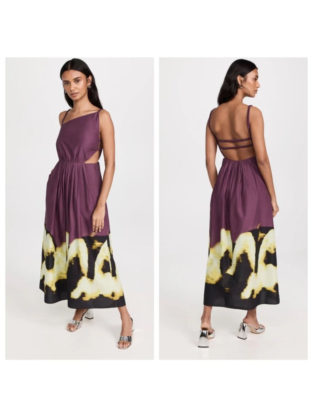 Jonathan Simkhai Collene Poplin Open Back Strappy Midi Dress Purple Womens Mediu